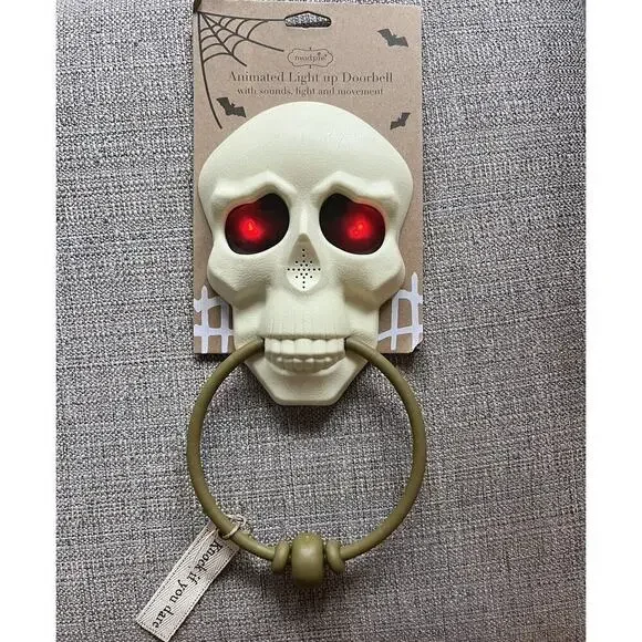 Mud Pie Animated Skull Light Up Doorbell‎ Halloween Haunted House Decor Prop - Picture 4 of 5